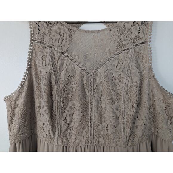 NWT Torrid Stone Beige Lace & Chiffon Skater Dress - Picture 4 of 8